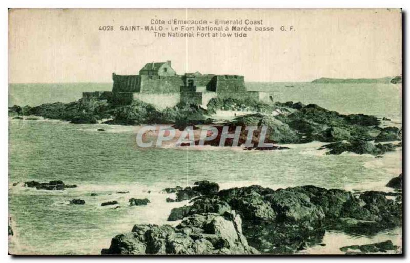 Postcard Old St Malo The National Fort at low Maree The National Fort at low ...