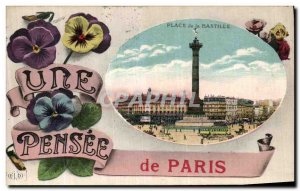 Old Postcard Paris Bastille Square