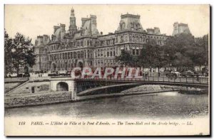 Old Postcard Paris L & # 39Hotel Town And The Bridge D & # 39Arcole