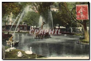Postcard Old Saint Etienne La Daphnee and Swans