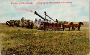Threshing in Western Canada Farming Canadian Pacific Railway Pugh Postcard H61
