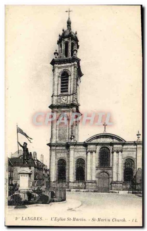 Postcard Langres Old St. Martin's Church