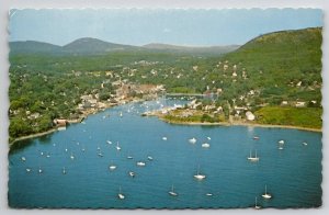 Camden Maine Airview Busy Camden Harbor On Shores of Penobscot Bay Postcard A32