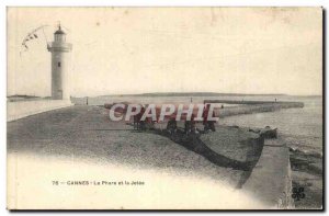 Old Postcard Cannes Lighthouse and jetty