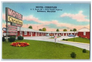 Baltimore Maryland Postcard Motel Christlen Pulaski Highway 1940 Vintage Antique