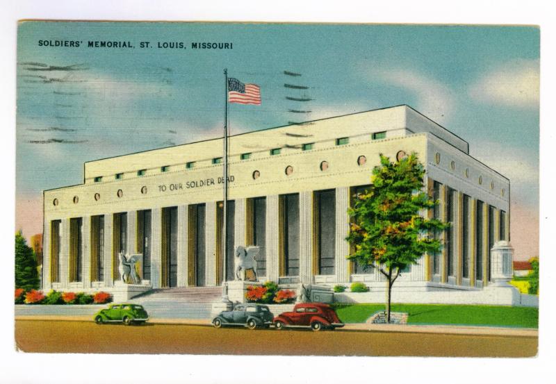 Springfield, Illinois to Bison, Oklahoma 1949 PC, Soldier Memorial, St. Louis