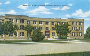 Abilene Texas McMurry College President Hall Linen Postcard Unused