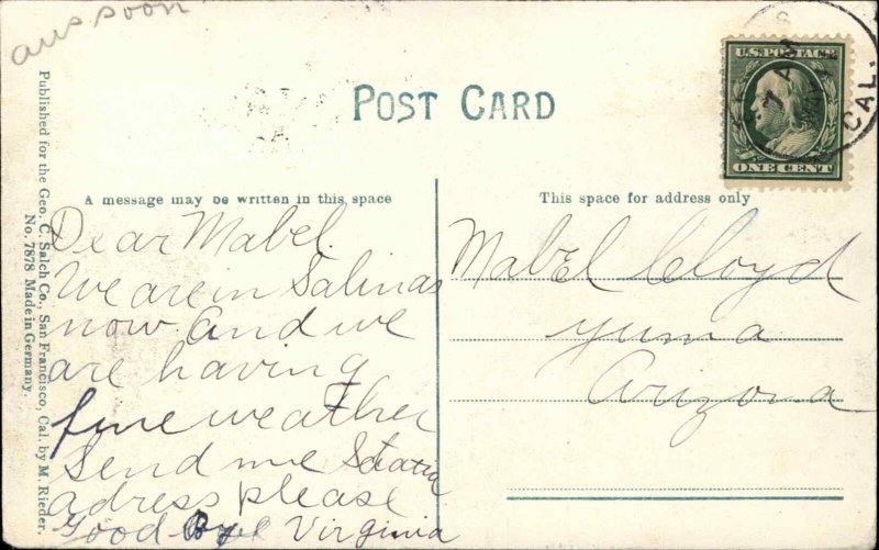 Salinas California CA Bardin Hospital c1910 Vintage Postcard