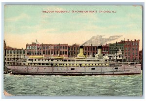 c1910 Theodor Roosevelt Excrusion Boat Steamer Chicago Illinois Vintage Postcard