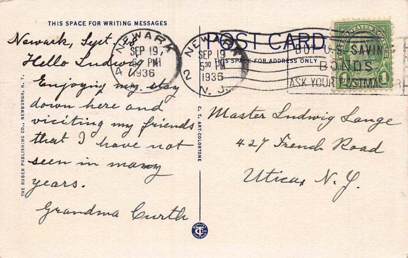 Newark Airport, Newark, New Jersey, Early Postcard, Used in 1936