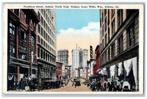 c1920's Peachtree St. Looking North from Viaduct White Way Atlanta GA Postcard