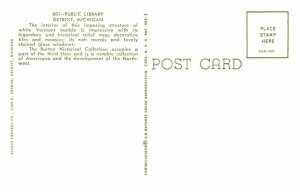 Postcard LIBRARY SCENE Detroit Michigan MI AS2800