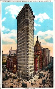 USA New York City Flatiron Building Broadway And Fifth Avenue Postcard 09.92