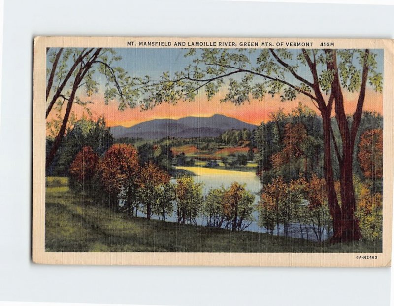 Postcard Mt. Mansfield And Lamoille River, Green Mts. Of Vermont