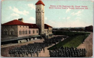 1909 Return Of 5th Regiment Mt Royal Station Baltimore Maryland Posted Postcard