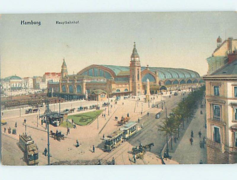 Unused Old Postcard TRAIN DEPOT STATION Hamburg Germany F5411