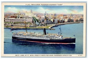 1941 Twin Screw Passenger Steamship Cuba Jacksonville Florida Vintage Postcard