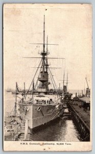 HMS Exmouth  Battleship   England  UK   Postcard