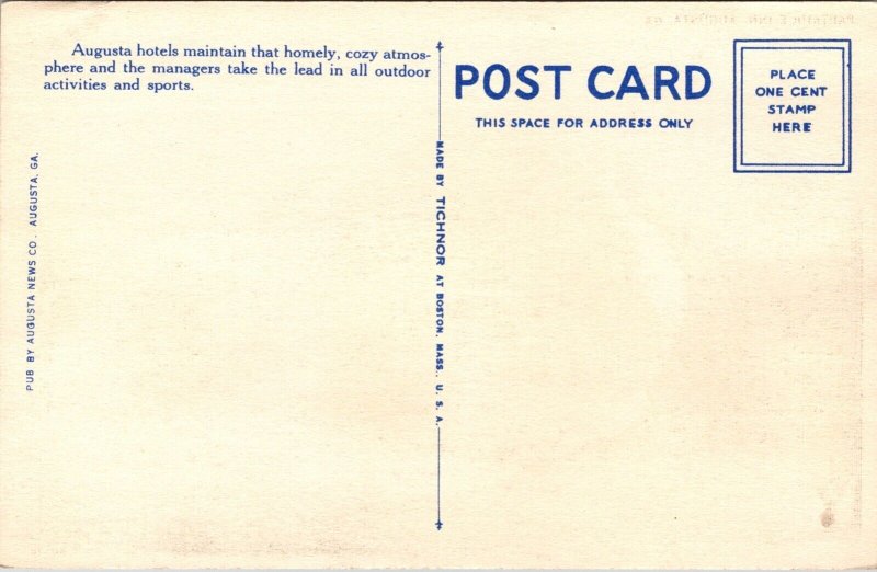 Linen Postcard Partridge Inn in Augusta, Georgia 