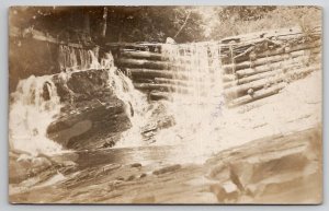 Bennington VT Logged Dam Scene Trout Fishing 1908 Vermont Postcard P22