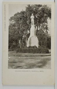 Haverhill Massachusetts Soldiers Monument Published by Wood's Bizaar Postcard Q6