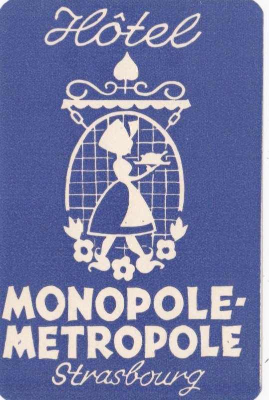 France Strasbourg Hotel Monopole Metropole Vintage Luggage Label sk2124