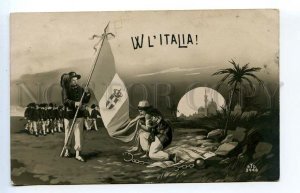 435885 WWI Italy Libya Tripoli Troops Flag womens suffrage release harem tinted