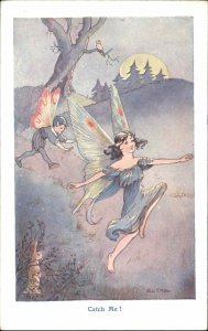 Fantasy - Hilda Miller Fairy Fairies Catch ME Series 1690 Postcard