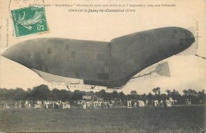 Airship Zeppelin REPUBLIQUE landing after his accident Jussy-le Chaudrier 1909