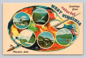 Artist Palette Greetings from Colorful West Virginia WV UNP Chrome Postcard C18