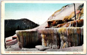 1922 Pipette & Jupiter Terraces Yellowstone Park White & Orange Posted Postcard