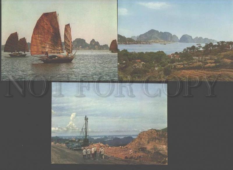 096990 VIETNAM Gulf HA-LONG views set of 8 old colorful PC