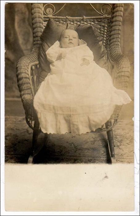 RPPC, Baby in Fancy Wicker Chair