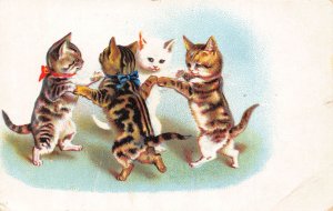 Animals Humanized Cats Kittens Dancing in Circle vintage postcard  B925