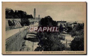 Postcard Old Brest Avenue and 19th Infantry of the American monument