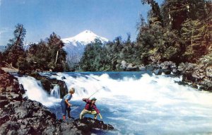 CHILE Trancura River Pan American World Airways Fishing c1950s Vintage Postcard