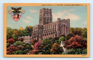 Cadet Chapel Exterior West Point Military Academy West Point NY Linen Postcard