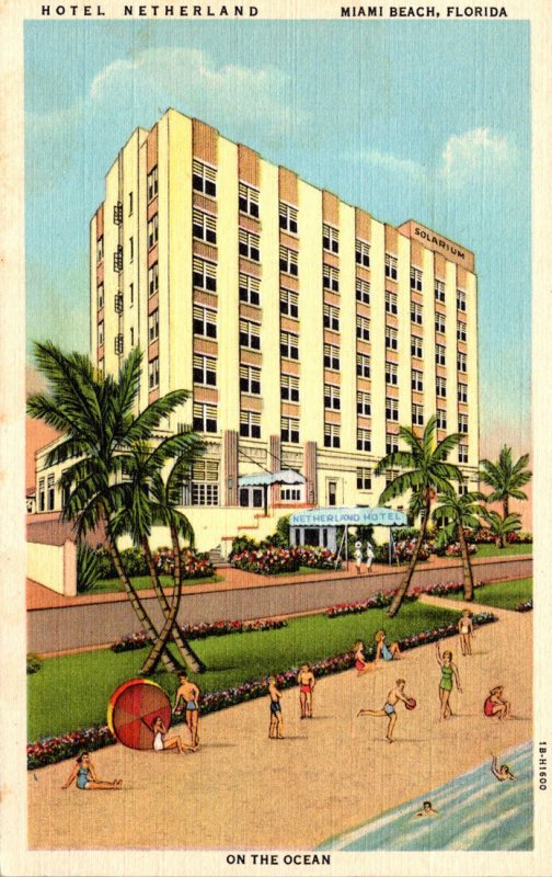 Florida Miami Beach Hotel Netherland On The Ocean Curteich