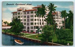 MIAMI, Florida FL ~ Roadside GRANADA APARTMENT HOTEL 1953 Linen  Postcard