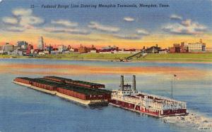 MEMPHIS, TN Tennessee  FEDERAL BARGE LINE~Terminals SHIPS~Boat  c1940's Postcard