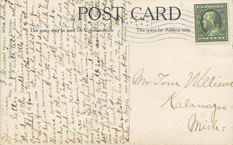 Crystal Lake Illinois 1908 Postcard Boating Sailboat