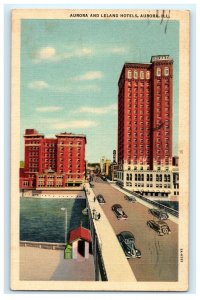 Leland Hotel Aurora IL Illinois Postcard (BC13)