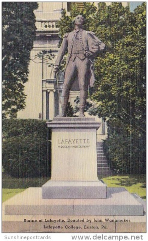 Pennsylvania Easton Statue Of Lafayette Donated By John Wanamaker Lafayette C...