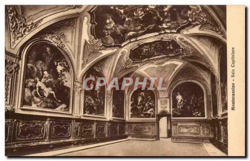 Italy Italia Badia di Montecassino Postcard Old Sala capitalore