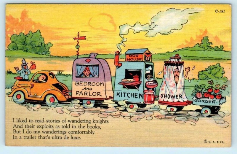 RAY WALTERS Trailer Comics ULTRA DE LUXE Vintage Trailer Humor c1930s Postcard 