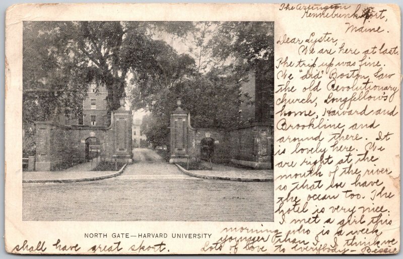 Cambridge Mass., 1905 North Gate, Maine Entrance, Harvard University, Postcard