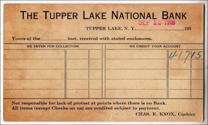 NY - The Tupper Lake National Bank 1916