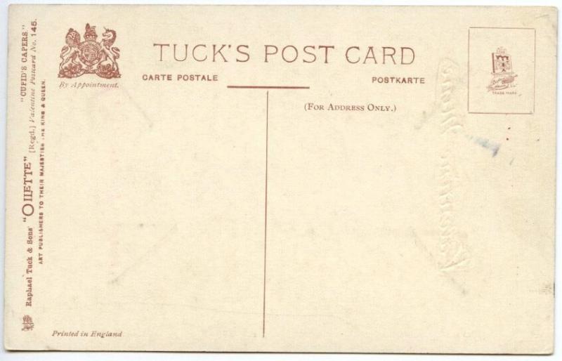 Raphael Tuck Cupid's Capers Valentine Mine You Can't escape me Postcard