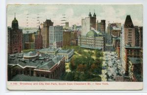 Broadway and City Hall New York City NY 1907 postcard