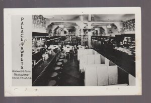 Sioux Falls SOUTH DAKOTA RPPC c1940s INTERIOR RESTAURANT Palace of Sweets SD KB